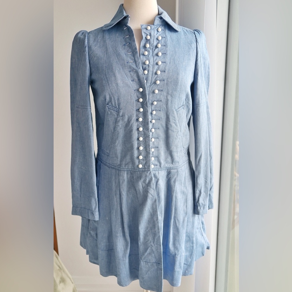 See by Chloé Military-Inspired Denim Dress Coat – Size 2 / EU 38 - Picture 2 of 12